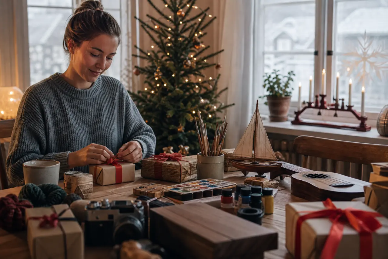 Hobbytillbehör och presentkort uppradade som exempel på julklapp efter intresse